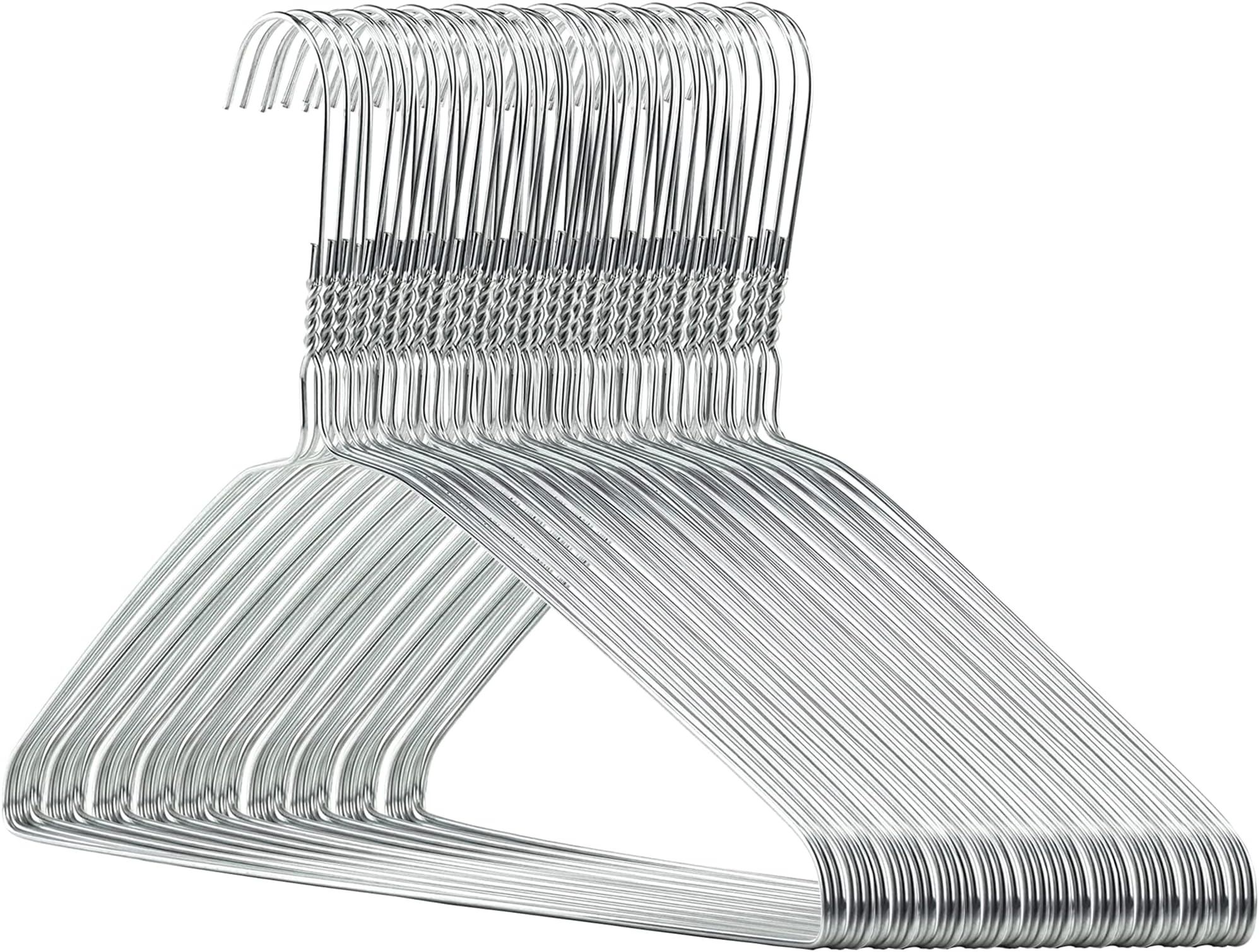 Hangerworld 41 cm/16-Inch Galvanised Metal Wire Coat Clothes Hangers, Pack of 50, Silver