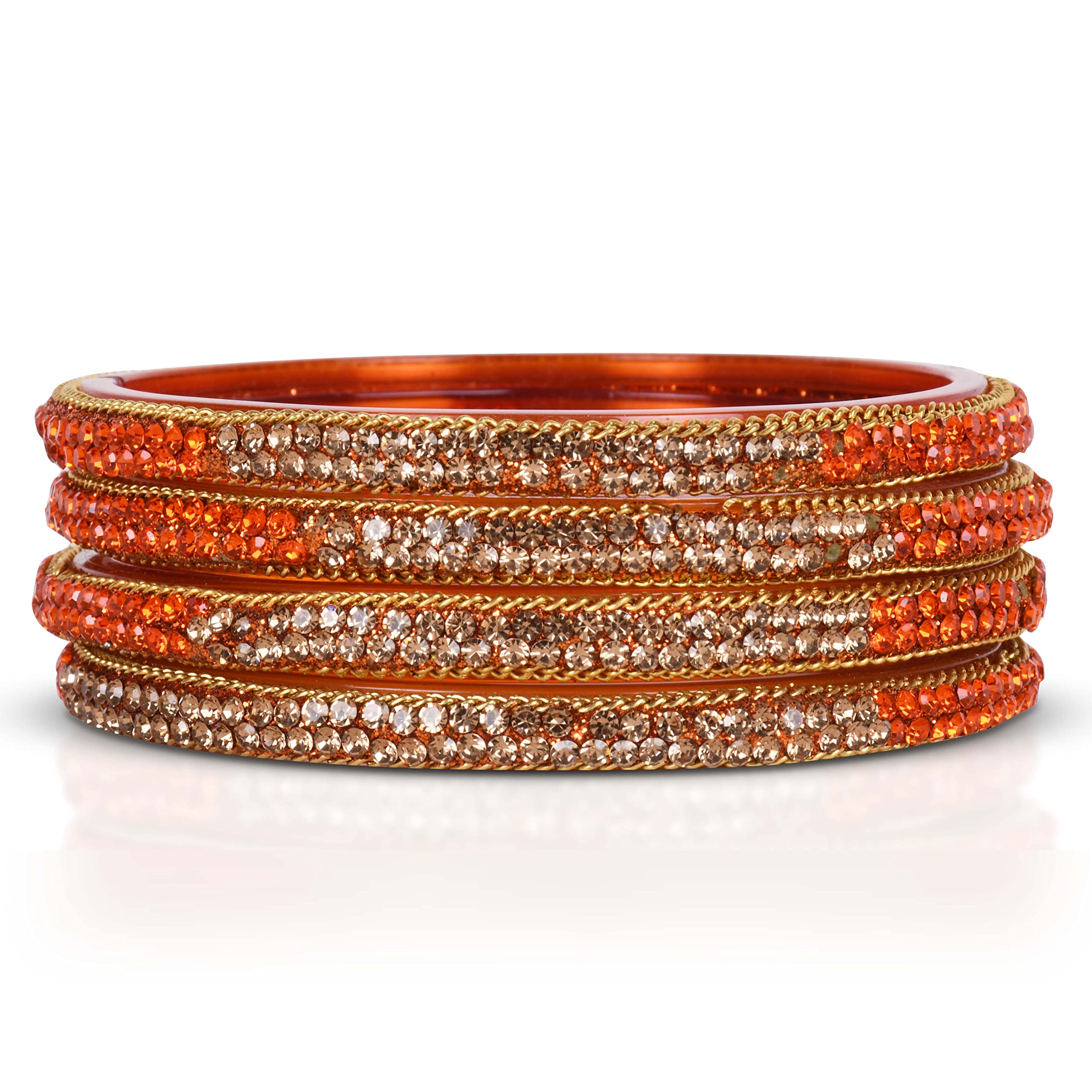BRIDAL GARNISH Glass Zircon Bangles Women & Girls Fashion Designer Glass Stone Bangle Base Glittery Design Women Fashion Designing Bangle For Women And Girls Bangle Glass Chudi | (Orange, 2.4) (B0BT9RMXCG) Amazon Price History, Amazon Price Tracker