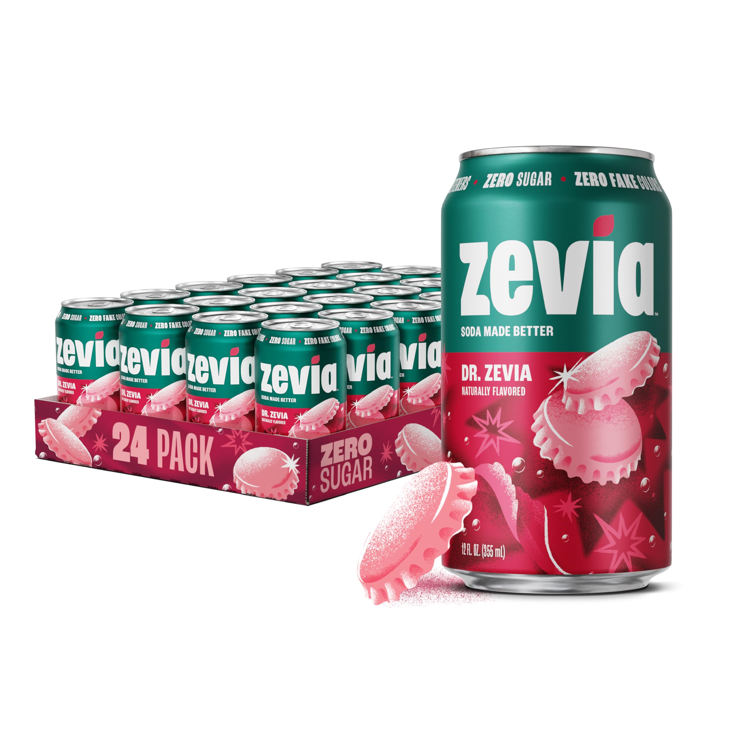 Zero Sugar Soda, Dr. Zevia, 12 oz Cans (24-Pack) – Naturally Sweetened, Zero Calorie Sugar Free Soda - Non-GMO Project Verified, Gluten-Free, Vegan