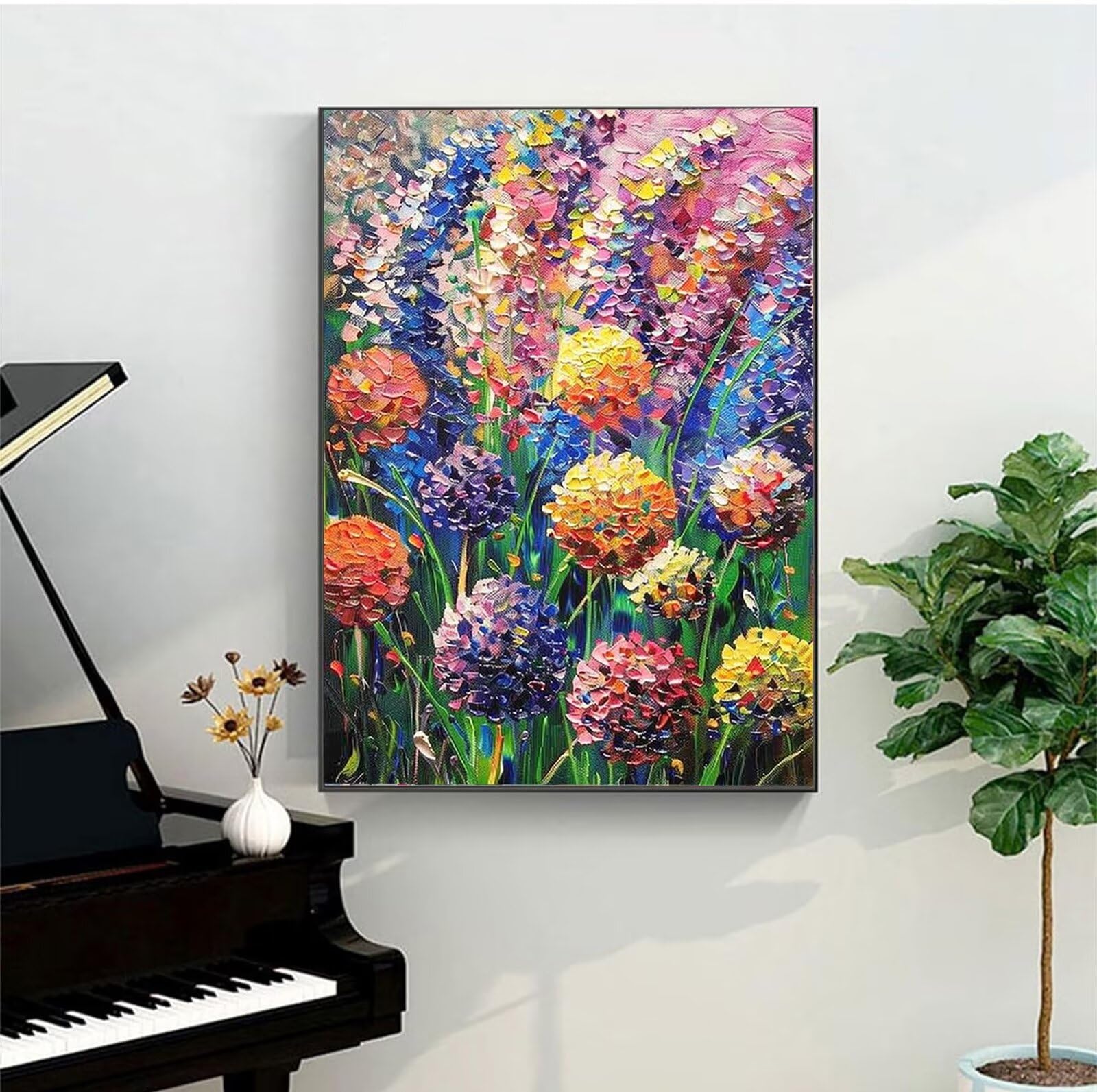Malen nach Zahlen Kinder ab 7 8 9 10 Jahre Mädchen, Malen nach Zahlen Erwachsene Malen-Nach-Zahlen Kinder Teenager Kreatives fürGeschenkideen Malen nach Zahlen Explosion Blumen 60x80cm (mit Rahmen)