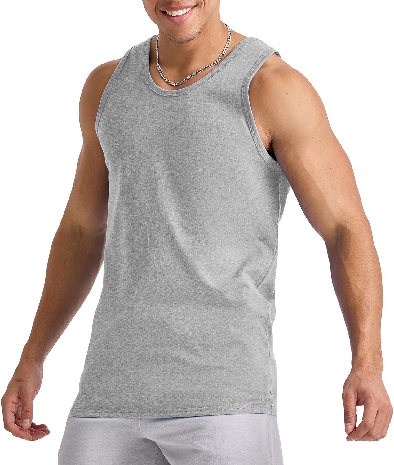 Hanes Mens Essentials Tank Top Pack, Midweight Cotton Tanks, Sleeveless Shirts, 3-Pack - Image 2