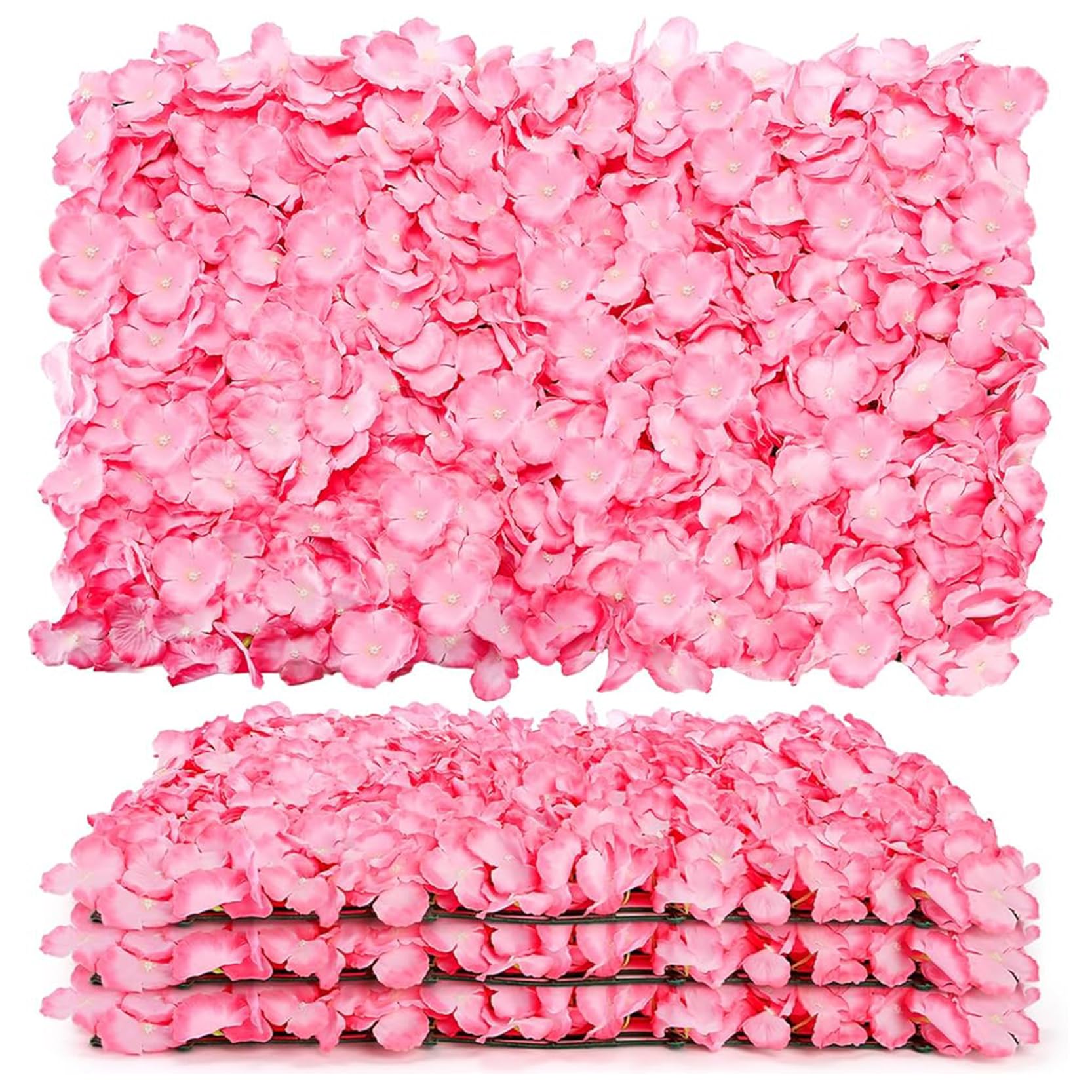 GOUZIBHD Flower Wall Panel Set,23.6 x15.7 Inch Artificial Hydrangea Floral Panels 3D Faux Flower Wall Background for Photo Centerpieces Home Party Wedding Decoration,4 Pack