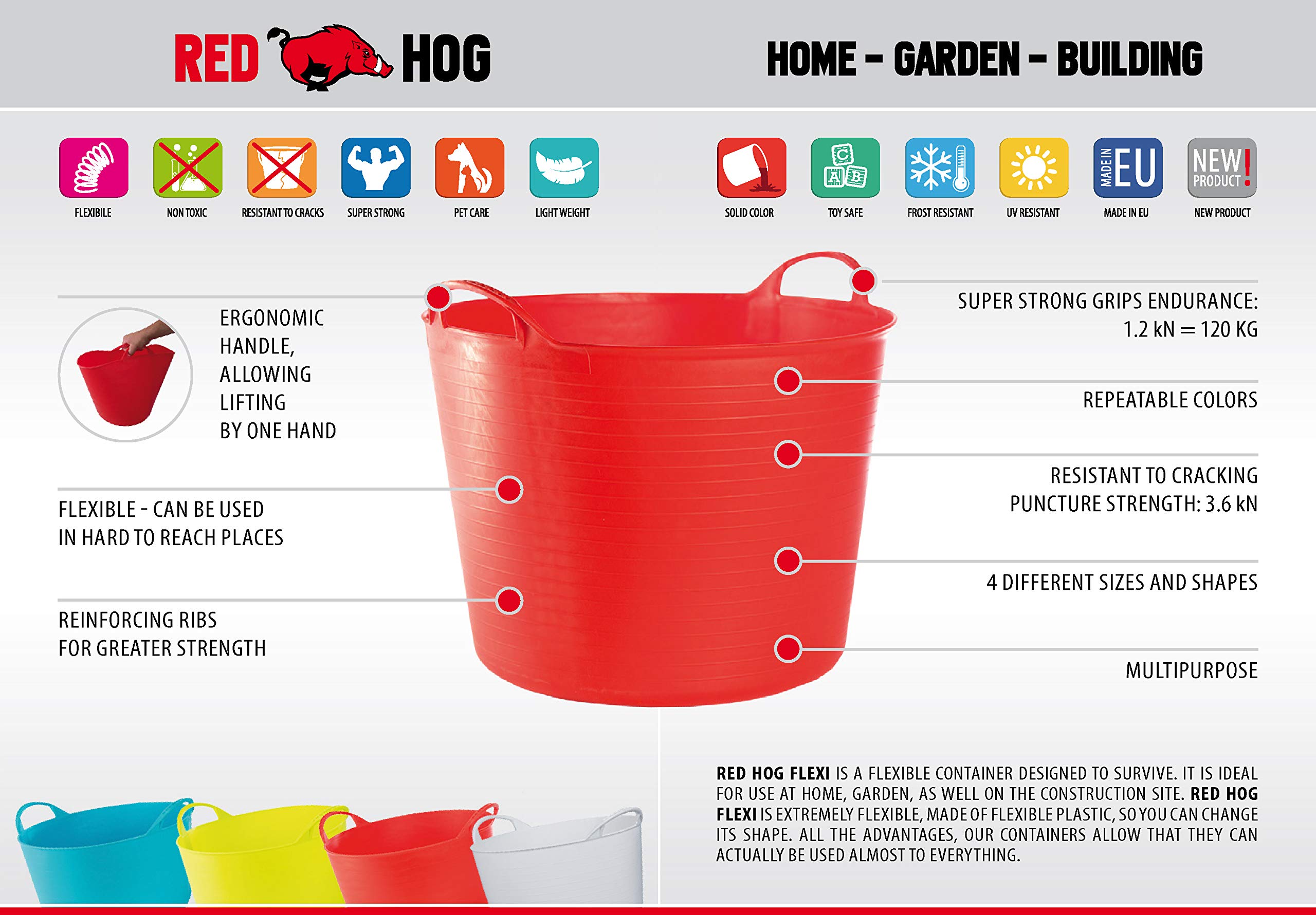 Container Bucket Basket Flexible Flexi Multifunctional, Ecurie, Jardin, Garage, Alimentation Animale, Stockage, Transport, Arrosage, Lavage, Résistance 120 kg, 35x23x30 cm 14 L Pistache
