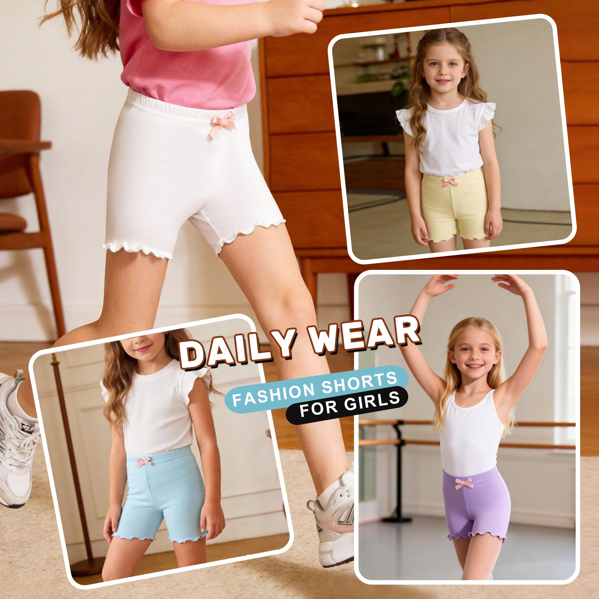 Chicduo Confezione da 12 pantaloncini da bici per ragazze bambino Cartwheel pantaloncini per bambini sotto vestito pantaloncini estivi di sicurezza