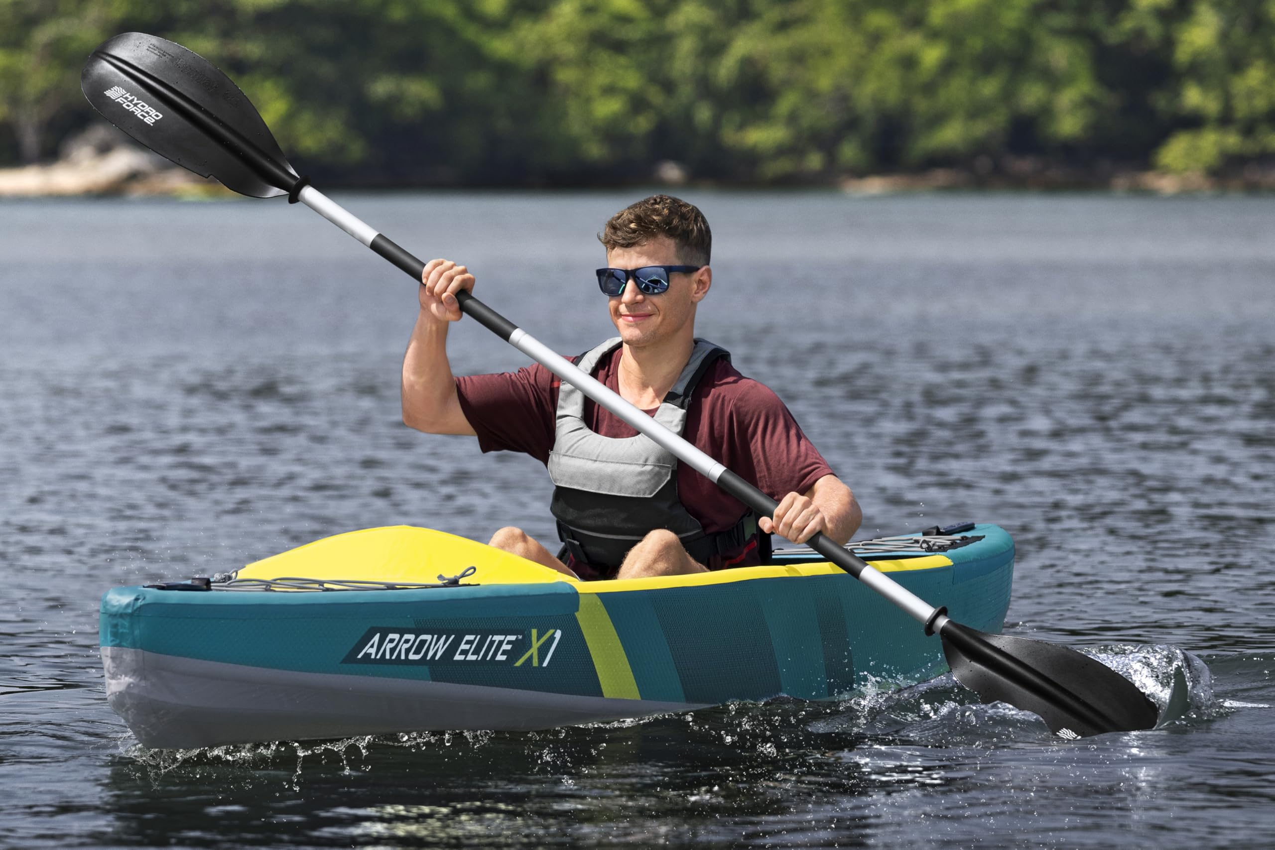 Bestway 65179 Set kayak monoposto in Dropstitch Hydro Force Arrow Elite X1-3,65 m, blu