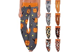 Halloween Pajama Pants for Women - Comfy Lounge Pants with Wide Legs and Drawstring