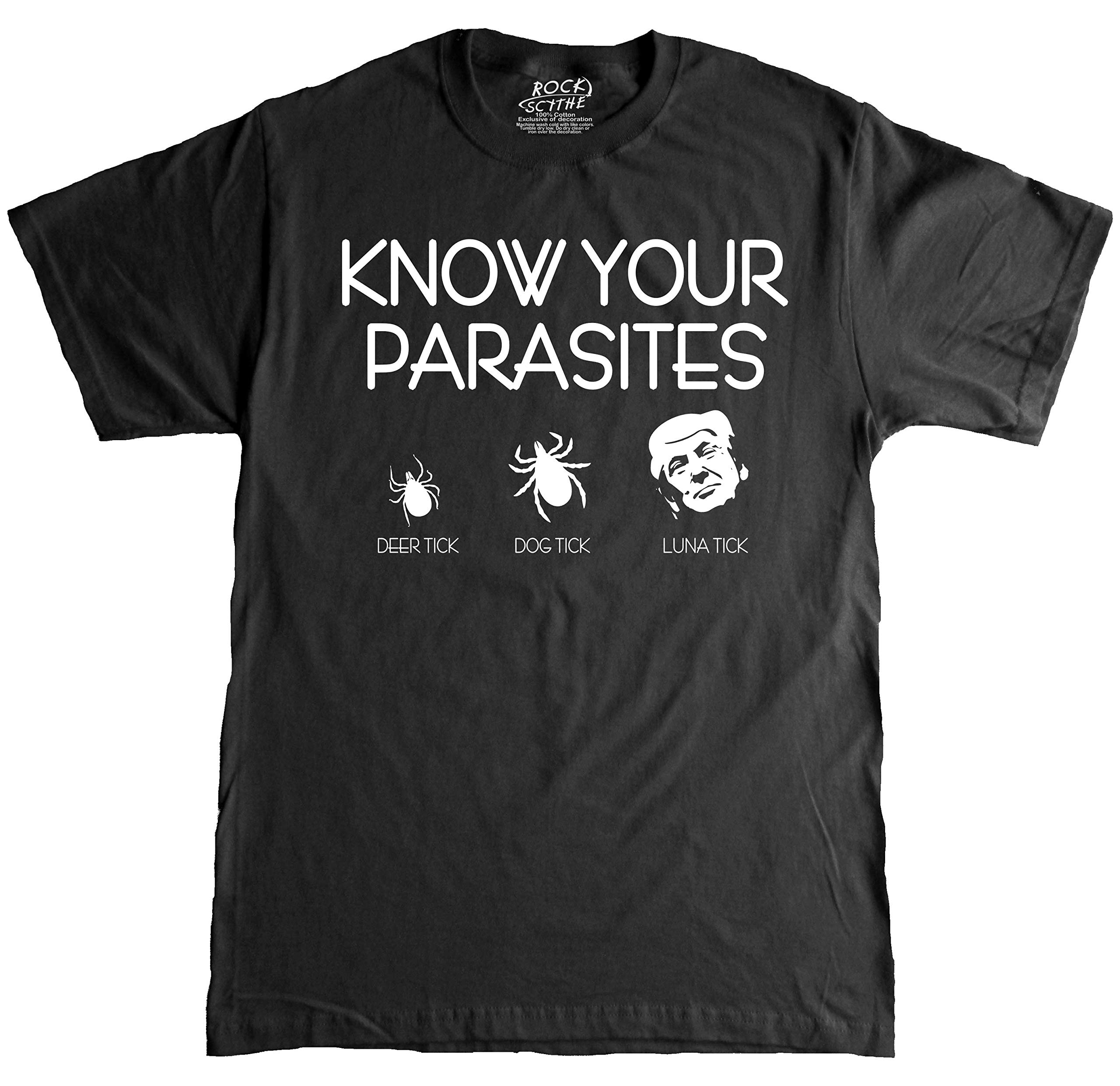 Rock Scythe - Know Your Parasites Deer Tick, Dog Tick, Luna Tick Anti Trump Funny Adult T-Shirt Tee