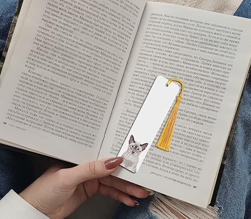 Miniatura 8 de WIRESTER Juego de 2 marcapáginas de metal con borla dorada clara para estudiantes, lectores, profesores, amantes de los libros, perro Shih Tzu negro