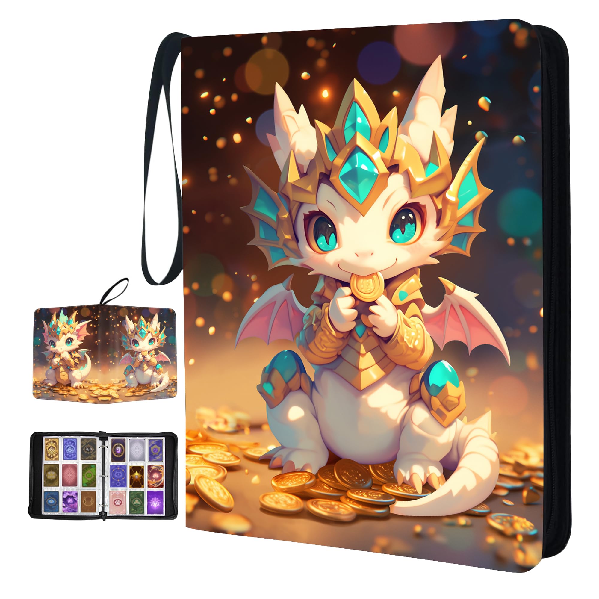 MCPESAS Dragon Trading Card Binder 9 Pocket, Card Binder 900 Pockets Holder 900 Cards Collectible with Game Cards, Zipper Binder for Boys Girls and Collectors : Toys & Games