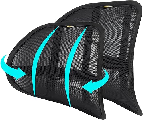 Paquete de 2 soportes lumbares, correas ajustables, cojín de espalda para silla de oficina, doble capa de malla transpirable, soporte lumbar