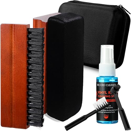Vista 14 de Kit de limpieza de discos de vinilo de 6 piezas, incluye cepillo de microfibra de nailon, líquido limpiador y caja de almacenamiento, kit de cepillo