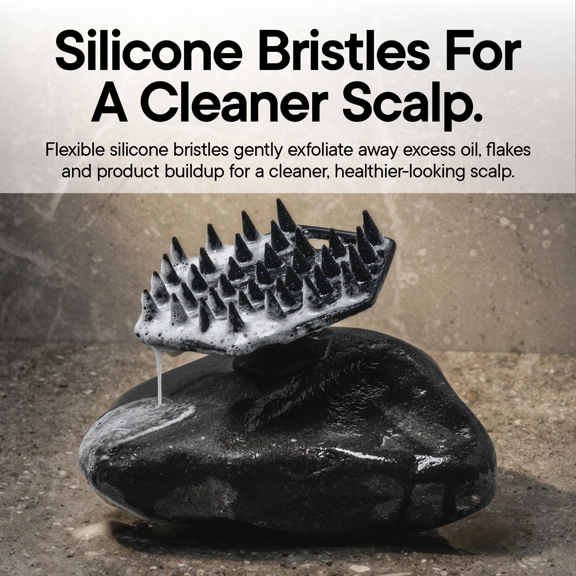 TOOLETRIES Silicone Scalp Scrubber with Shower Hook, Charcoal