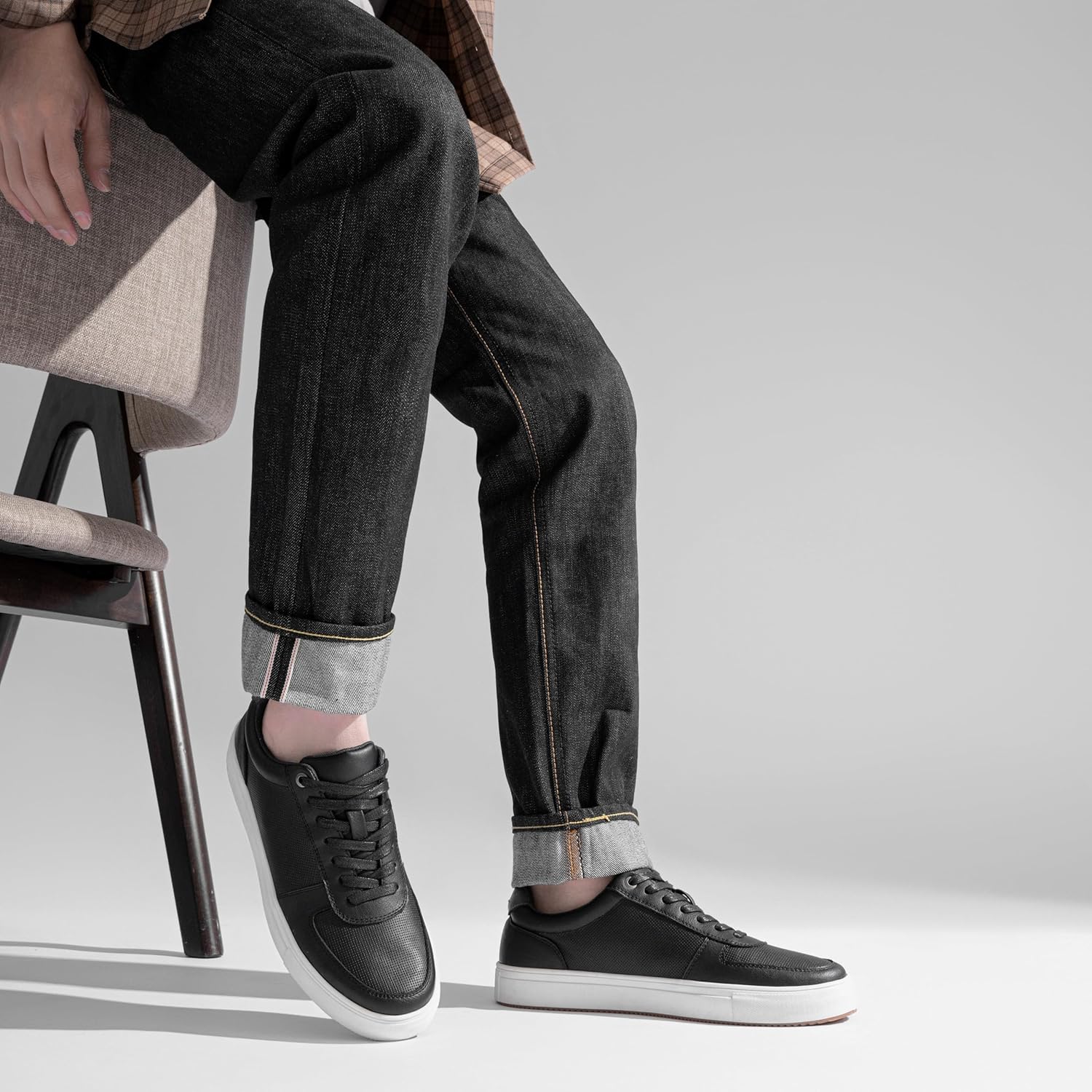 Jousen Men’s Fashion Sneakers Polished Leather Mens Dress Sneakers Stylish Retro Mens Business Casual Shoes - Image 2