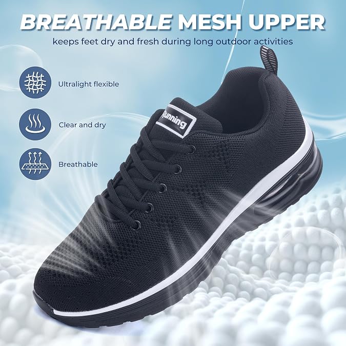 Running Shoes for Men Tennis Walking Sneakers Lightweight Breathable Athletic Gym Shoes Comfortable Sports Fashion Sneakers for Workout Jogging