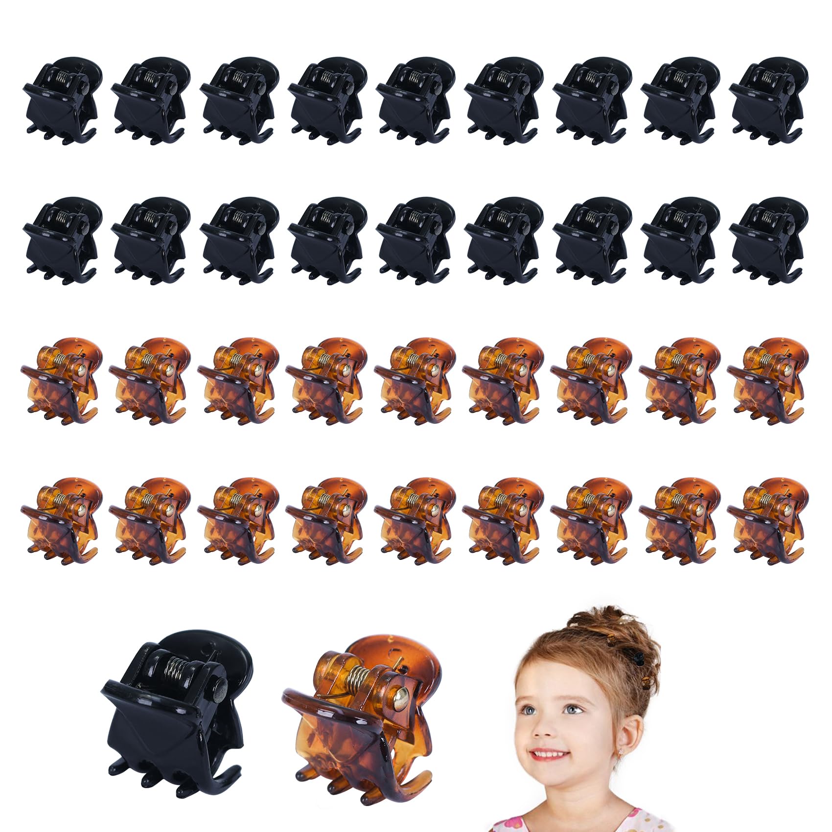Ikadiya 36 Piezas Pinzas Pequeñas Pelo, Mini Pinzas Pelo Pequeñas, Horquillas Plásticas Pinzas Pelo De Plástico Para Niña Y Mujer [Negro+Marrón]
