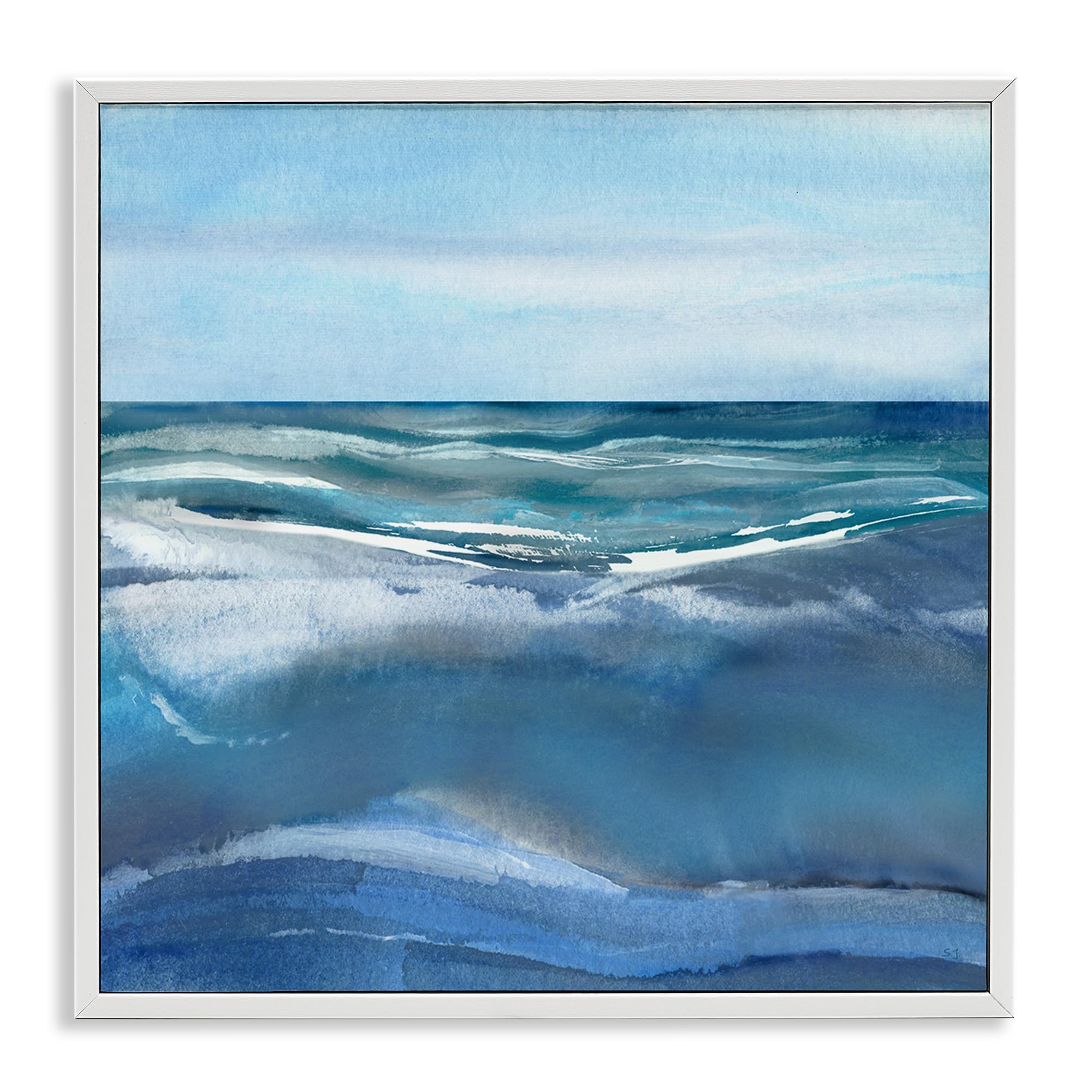 Stupell Industries 'Calm Seas under Soft Sky', Framed Giclee Art, White, 17 x 17 Inches, Easy to Hang and Sturdy, Made in USA, by Susan Jill