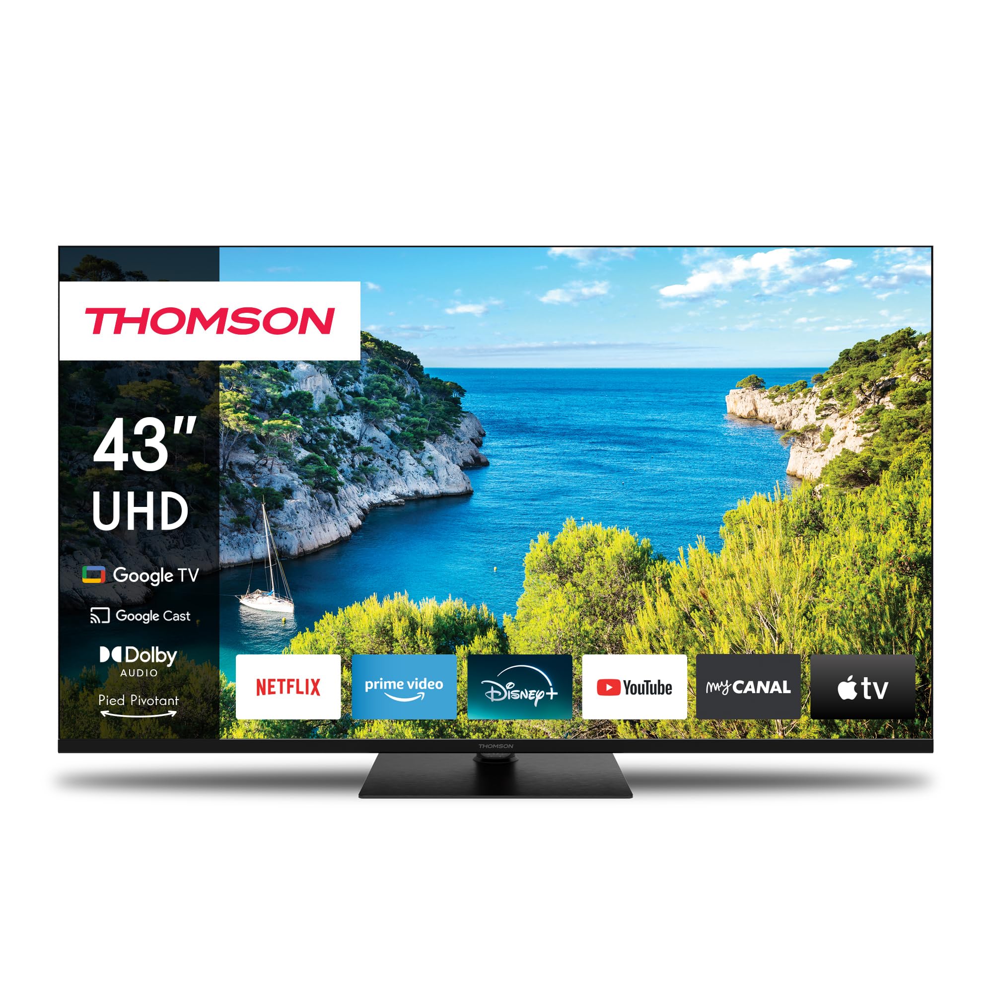 Thomson 43 Zoll (109cm) 4K Ultra HD Smart Google TV, Wi-Fi, Dolby Audio, HDR10, Bluetooth 5.1, Triple-Tuner (Kabel/Satellit/Antenne), HDMI, CI+, A+ Panel - 43UG5C14