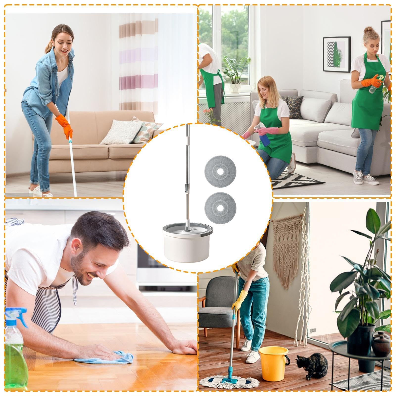 de fregona giratoria y cubo | Juego de fregona giratoria y cubo | Combo de fregona giratoria y cubo, kit de fregona giratoria y lavabo, solución de limpieza sin esfuerzo para suelos de madera