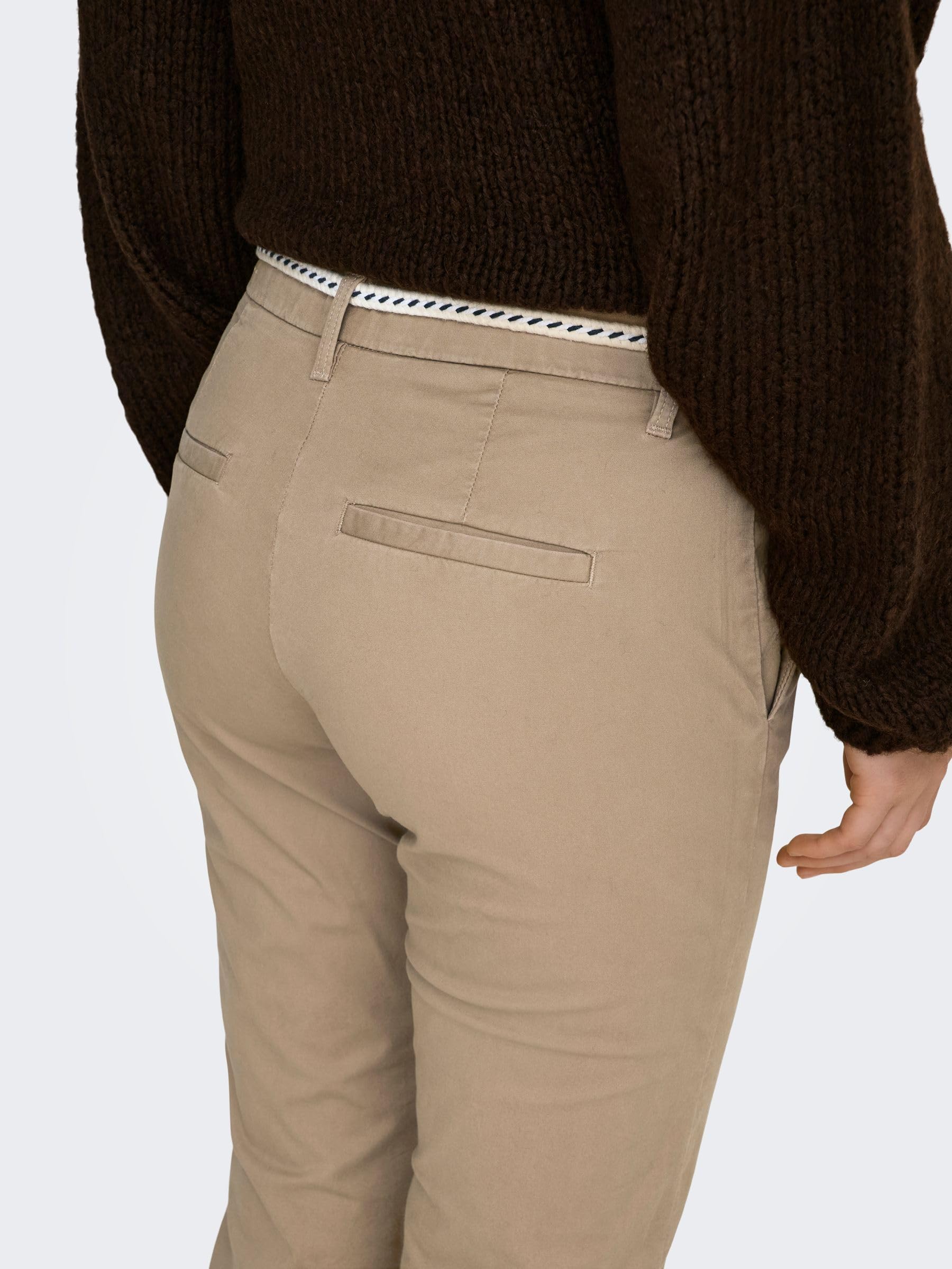ONLY Onlbiana MW Cotton Belt Chino PNT Noos - Pantalon Chino en Coton avec Ceinture - Smart Casual - Femme