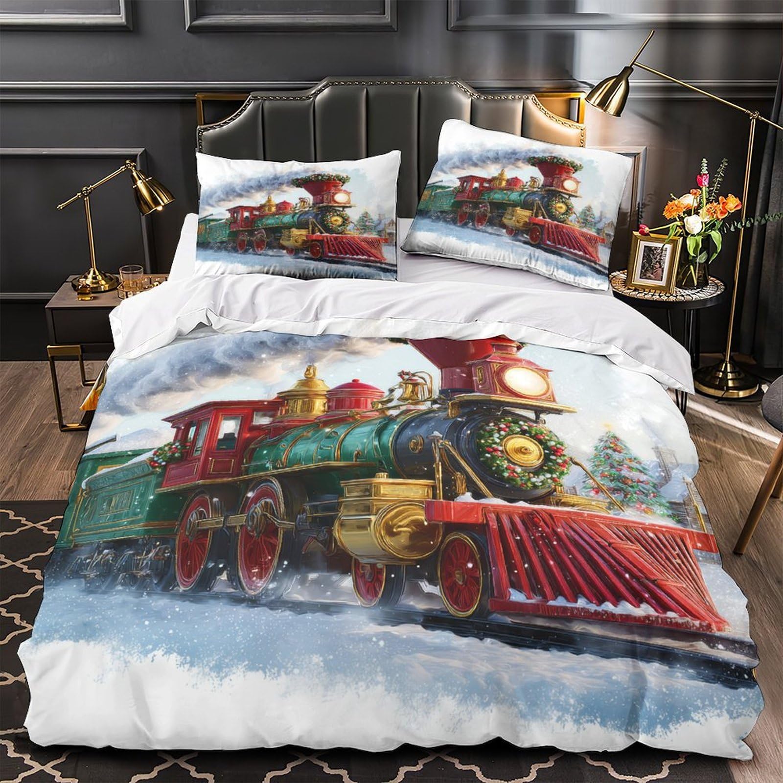 Housse de couette Noël 140x200 respirante et hypoallergénique