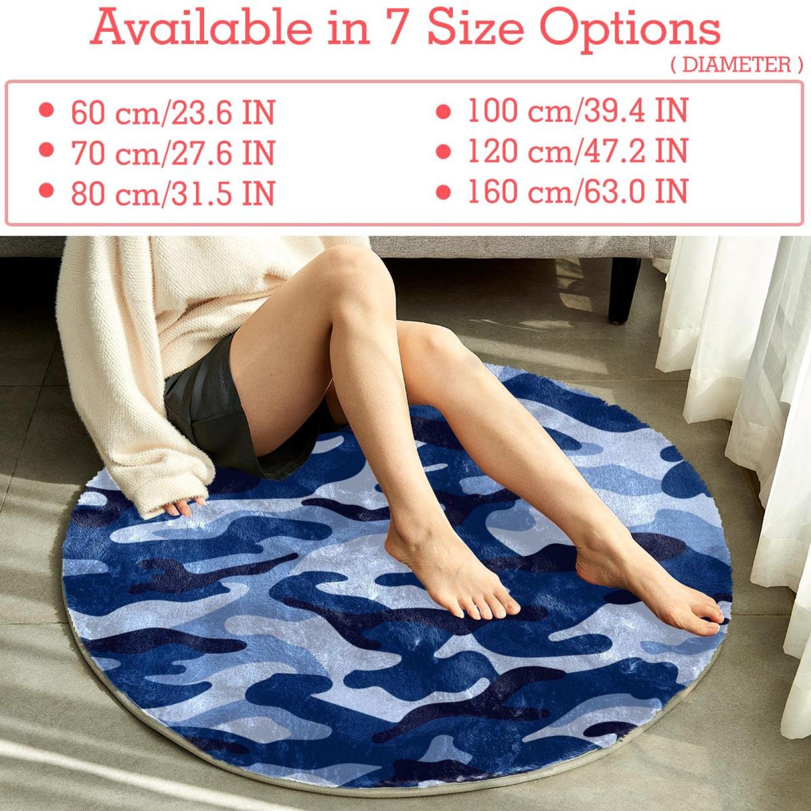 Teppich für Schlafzimmer, Wohnzimmer, Arbeitszimmer, Blau / Marineblau / Grau