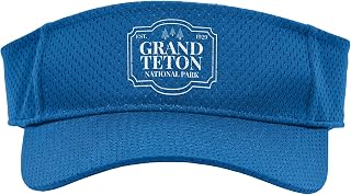 Grand Teton National Park Wyoming Est 1929 Retro Outdoors Sport Sun Visor, Youth, One Size, Royal Blue