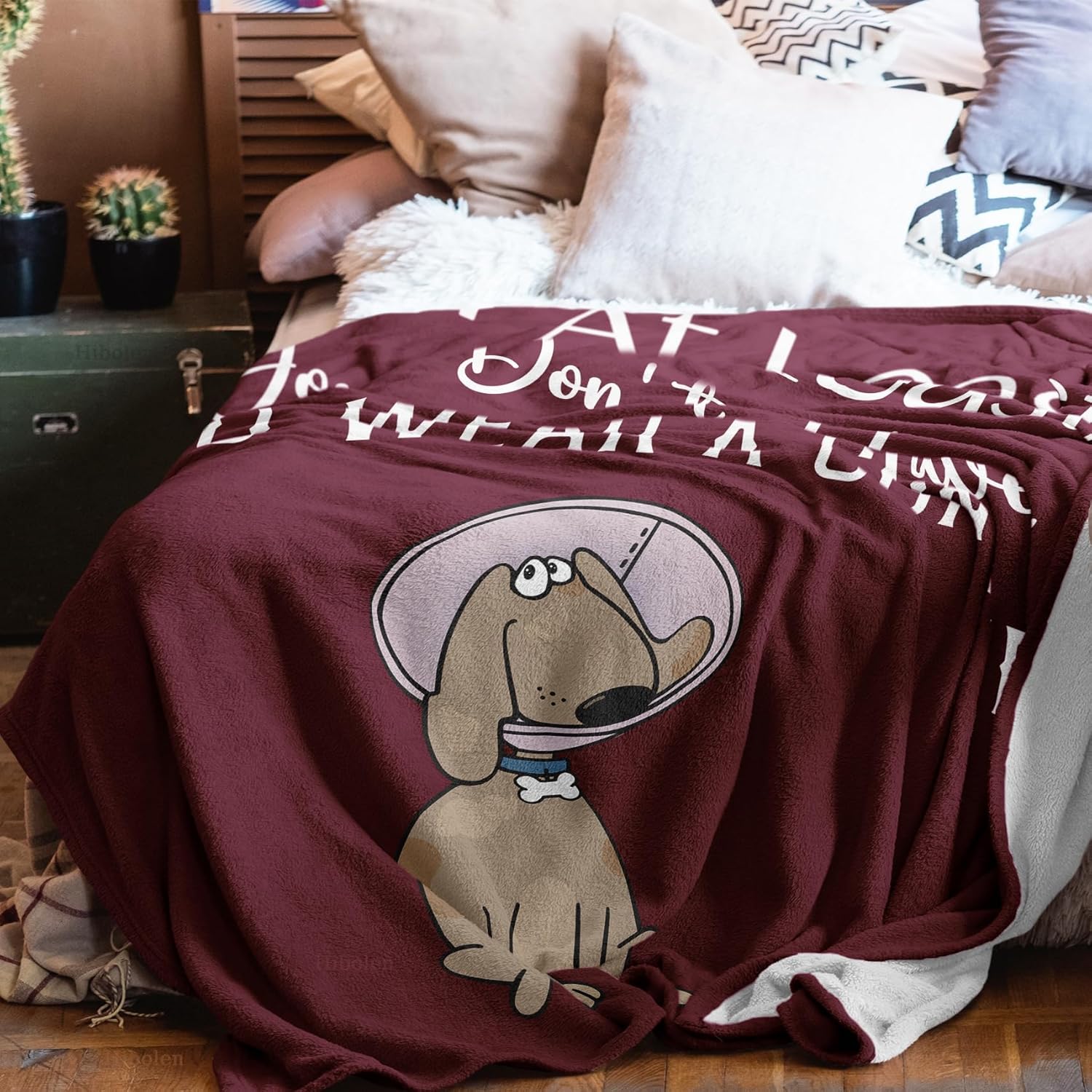 Get Well Gifts for Women/Men After Surgery, Sympathy Gift, Feel Better/Get Well Soon Gifts for Women, Surgery Recovery Gift for Men, at Least You Dont Have to Wear A Cone Red Blanket 50"x60" - Image 3