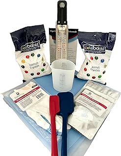 Isomalt Sugar Work Starter Kit - Silicone Mat, Measuring Cup, Spatulas, Isomalt Crystals, Desiccant, Thermometer, Gloves - 9 Items Perfect for Working with Isomalt