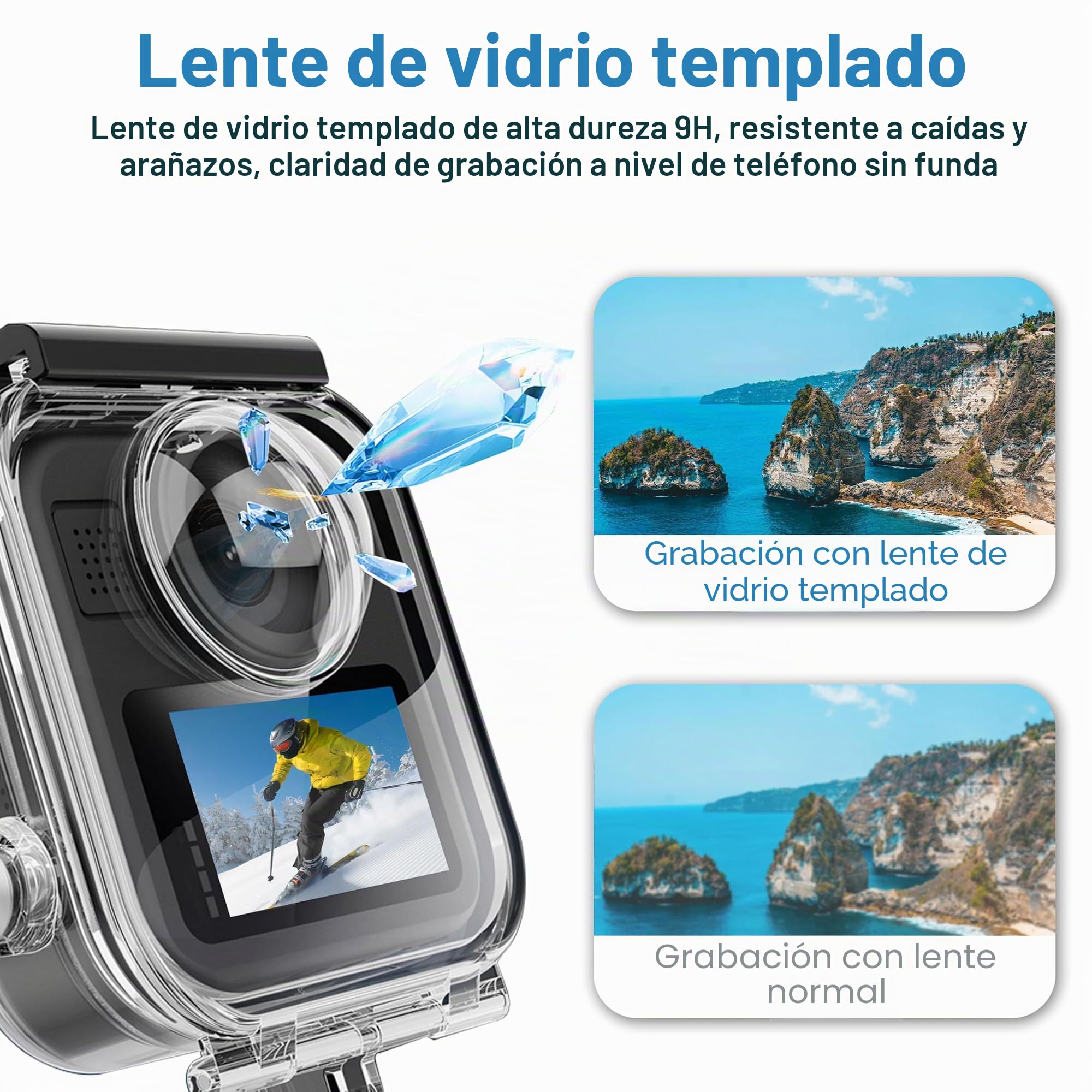 FitStill La funda protectora impermeable de 40 m / 131 pies solo es adecuada para Go Pro Max 2, lente de vidrio óptico a prueba de polvo e impermeable, carcasa sumergible submarina, Max 2 accesorios