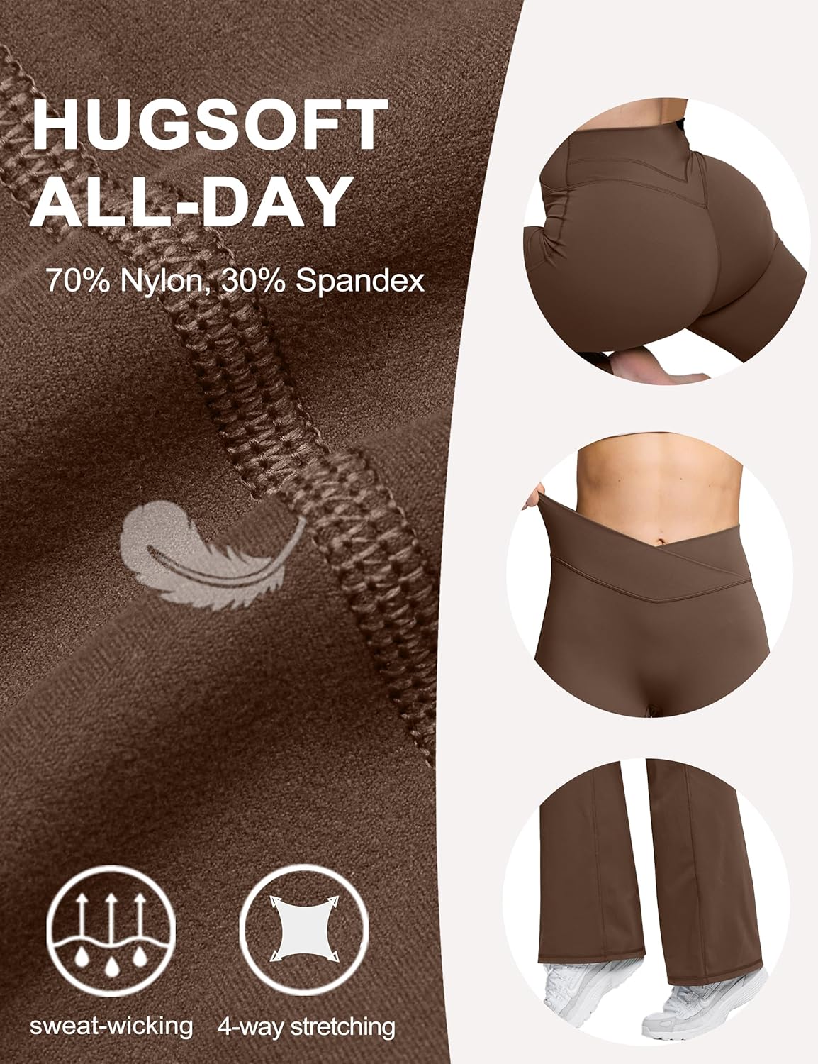 Olmlmt Flare Leggings for Women Butt Lifting - Crossover High Waisted Buttery Soft Gym Workout Yoga Pants - Image 5