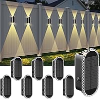 LIANGLOME Solar Fence Lights Outdoor 8-Pack: 3 Modes 3000/4000/6000K, IP65 Waterproof, Up & Down Solar Wall Lights for Backyard Garden Patio Garage