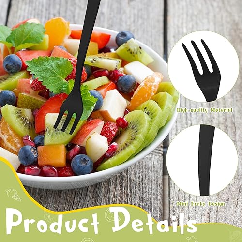 Miniatura 3 de Skylety 500 mini tenedores de plástico de 3.7 x 0.6 pulgadas, pequeños y pequeños, desechables, tenedores de degustación, utensilios para postres