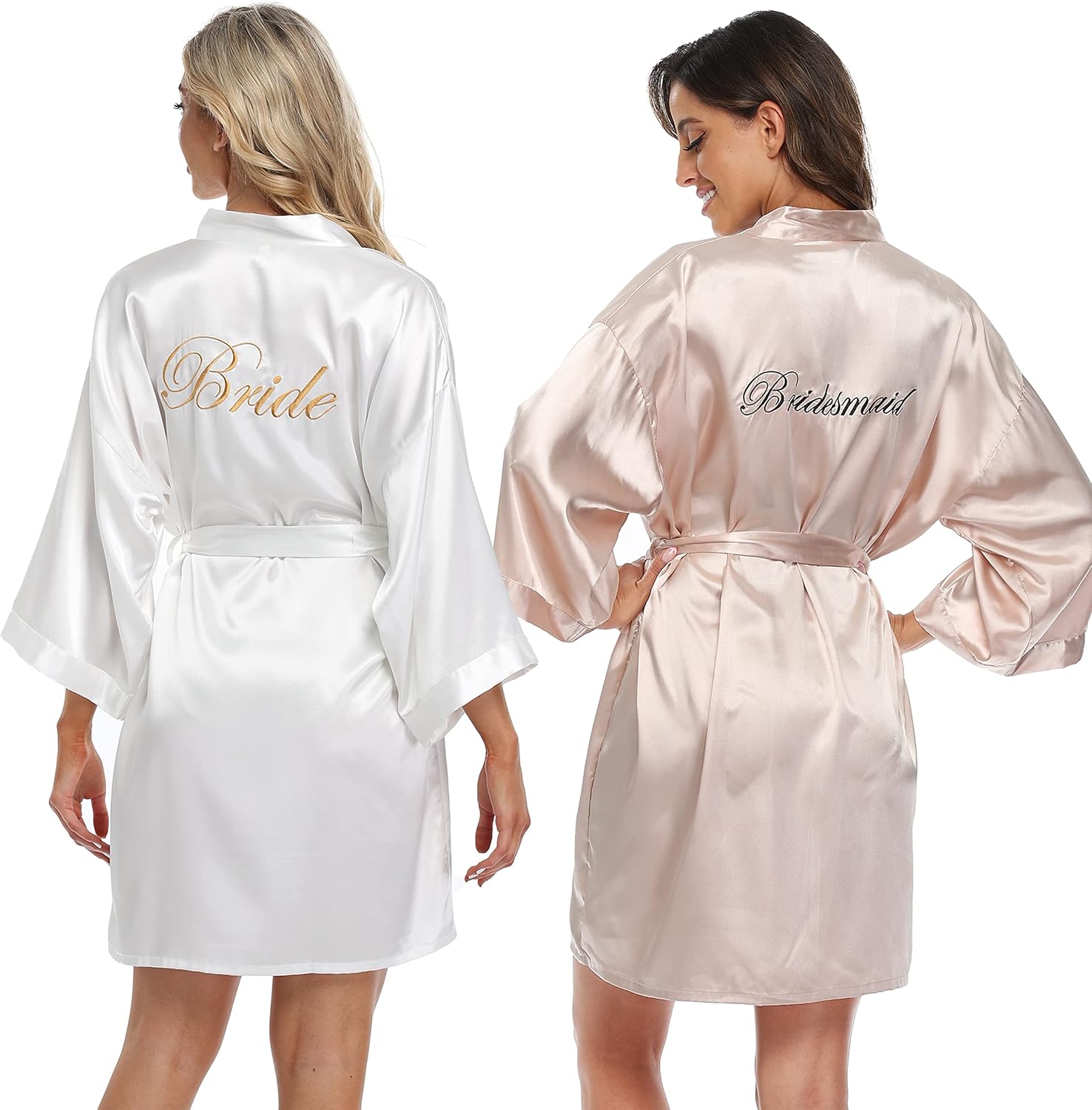 6 Pcs Women's Satin Wedding Party Robe Set Bride Bridesmaid Kimono sets Bridal Shower Getting Ready Silky BathRobe - Image 2