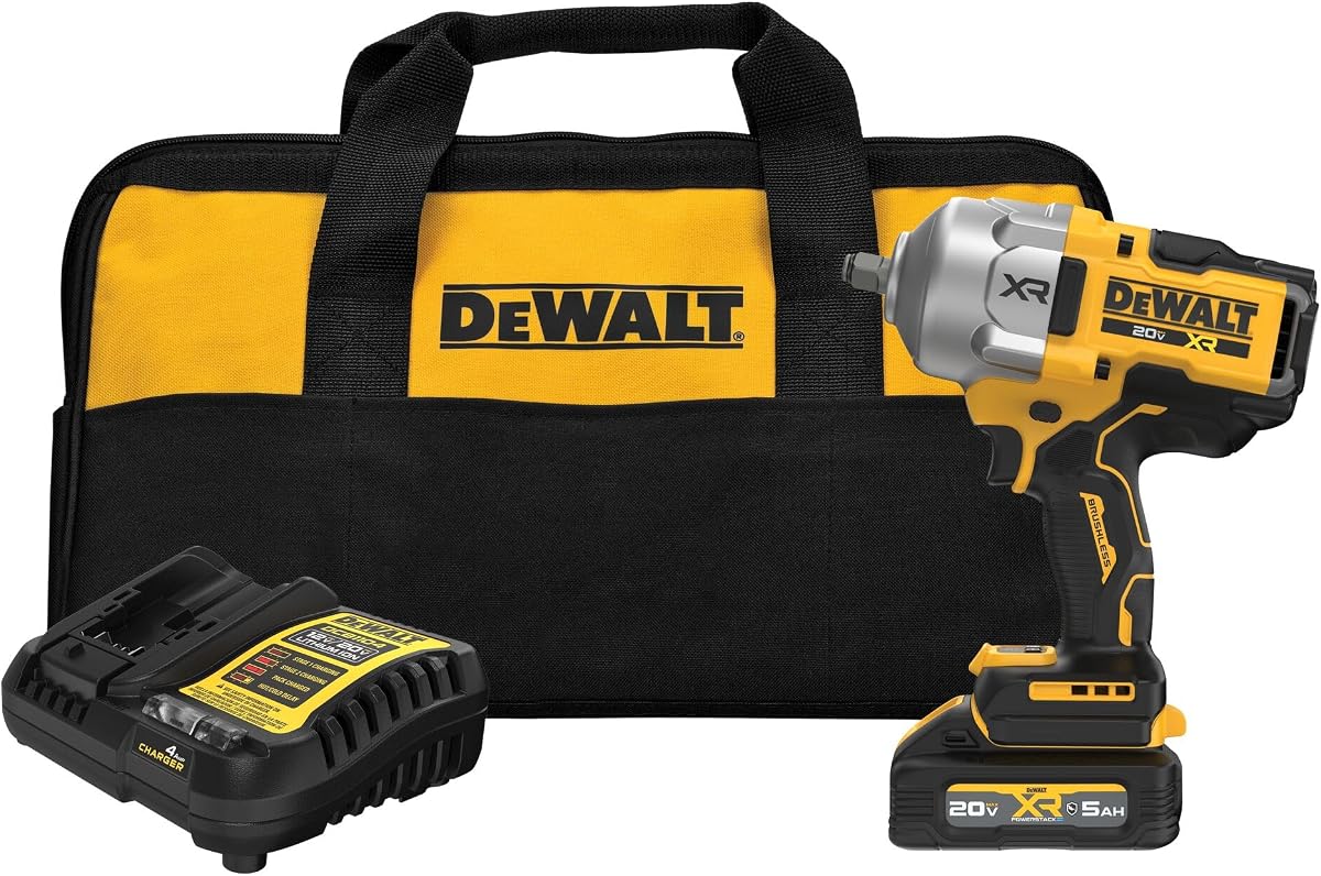 Kit de Llave de Impacto Inalámbrica XR MAX de 20V, Anillo de Cerdo de 1/2", Alto Par, Sin Escobillas, Incluye Batería y Cargador POWERSTACK (DCF961GH1)