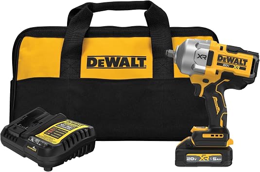 DEWALT 20V MAX XR Cordless Impact Wrench Kit, 1/2 Hog Ring, High Torque, Brushless, Includes POWERSTACK Battery and Charger DCF961GH1