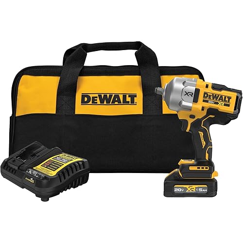 DEWALT 20V MAX XR 1/2 Inch Cordless Impact Wrench Kit with Hog Ring Anvil, Battery and Charger Included (DCF961GP1)
