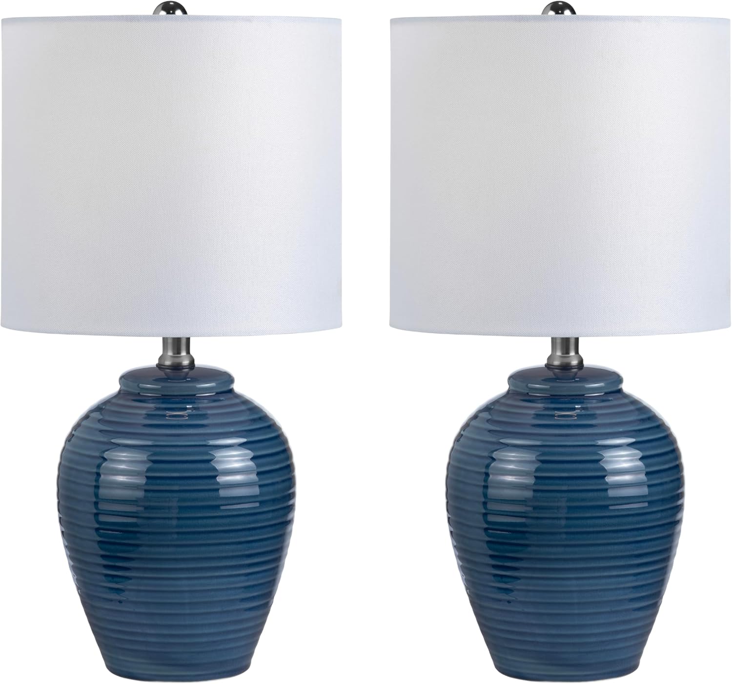 Crestview Collection Set of 2-20" H Ceramic Table Lamp W/Shade (Blue)