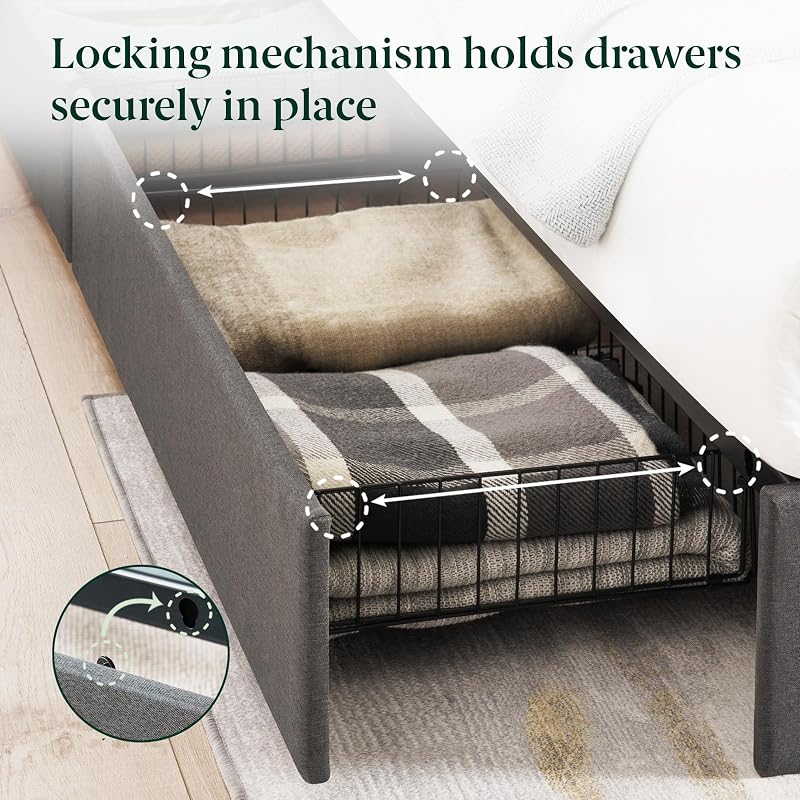 Zinus Billie Platform Bed Frame, Four Underbed Storage Drawers, Queen image 5