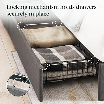 Zinus Billie Platform Bed Frame, Four Underbed Storage Drawers, Full
