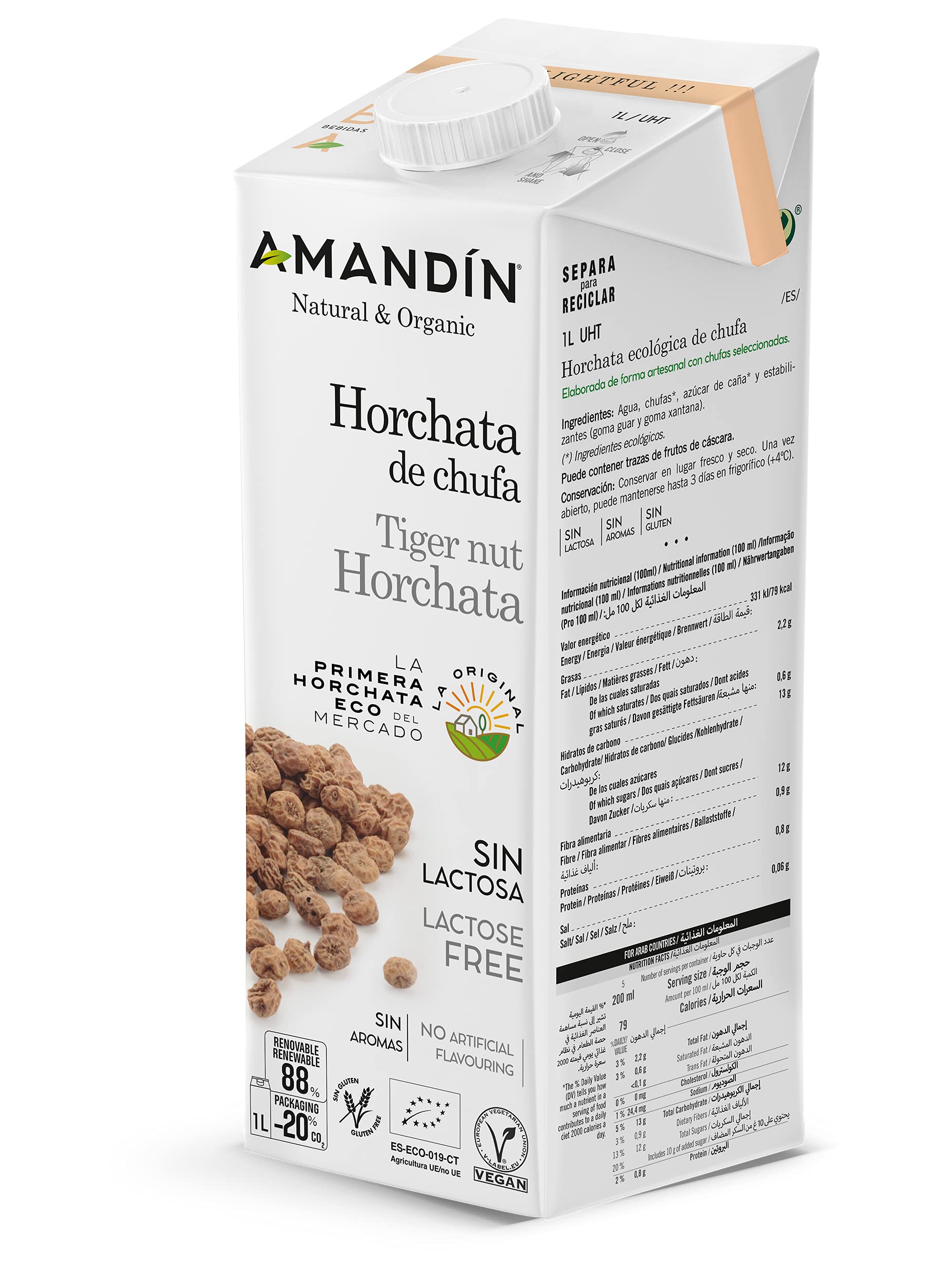 Horchata de Chufa Amandin 6 x 1000 ml