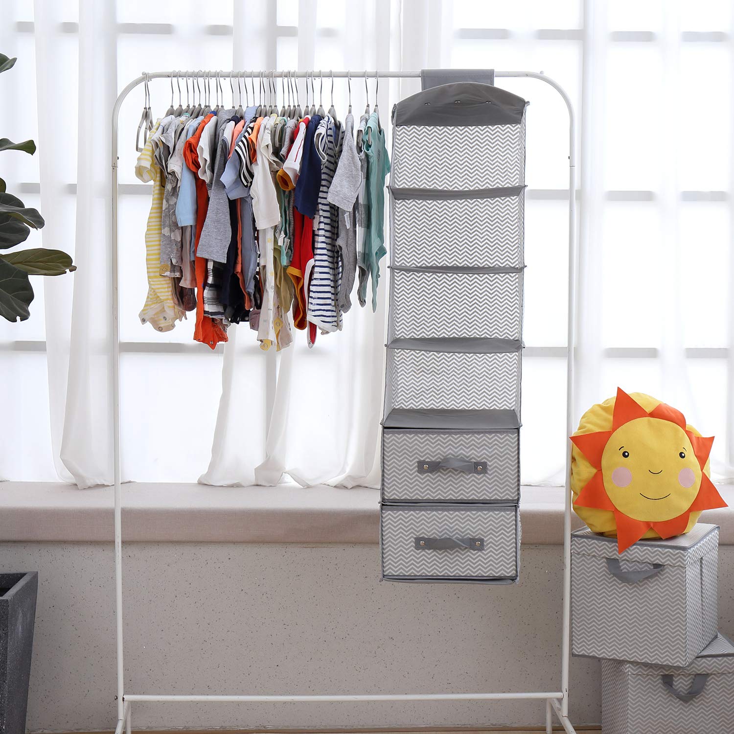 Minnebaby - Armario organizador de 42 piezas, diseño de chevron, color gris