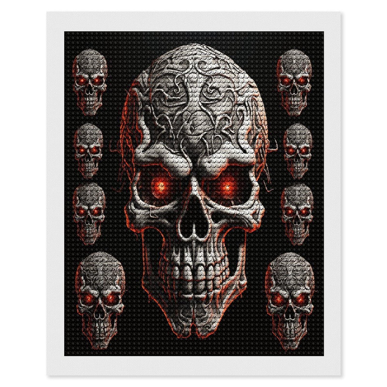FekiLoot Evil Skull Paint by Numbers Kit for Adults Beginner DIY Diamond Dots Paintings Round Full Drill Diamond Art Kits Picture Diamond Art Painting Kits for Home Decor 16"x20"