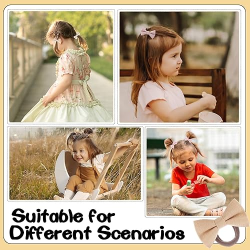 Miniatura 5 de 24 ligas para el pelo de bebé con lazos, lazos para el cabello de 2.2 pulgadas, lazos para el cabello para niñas pequeñas, 12 colores neutros,