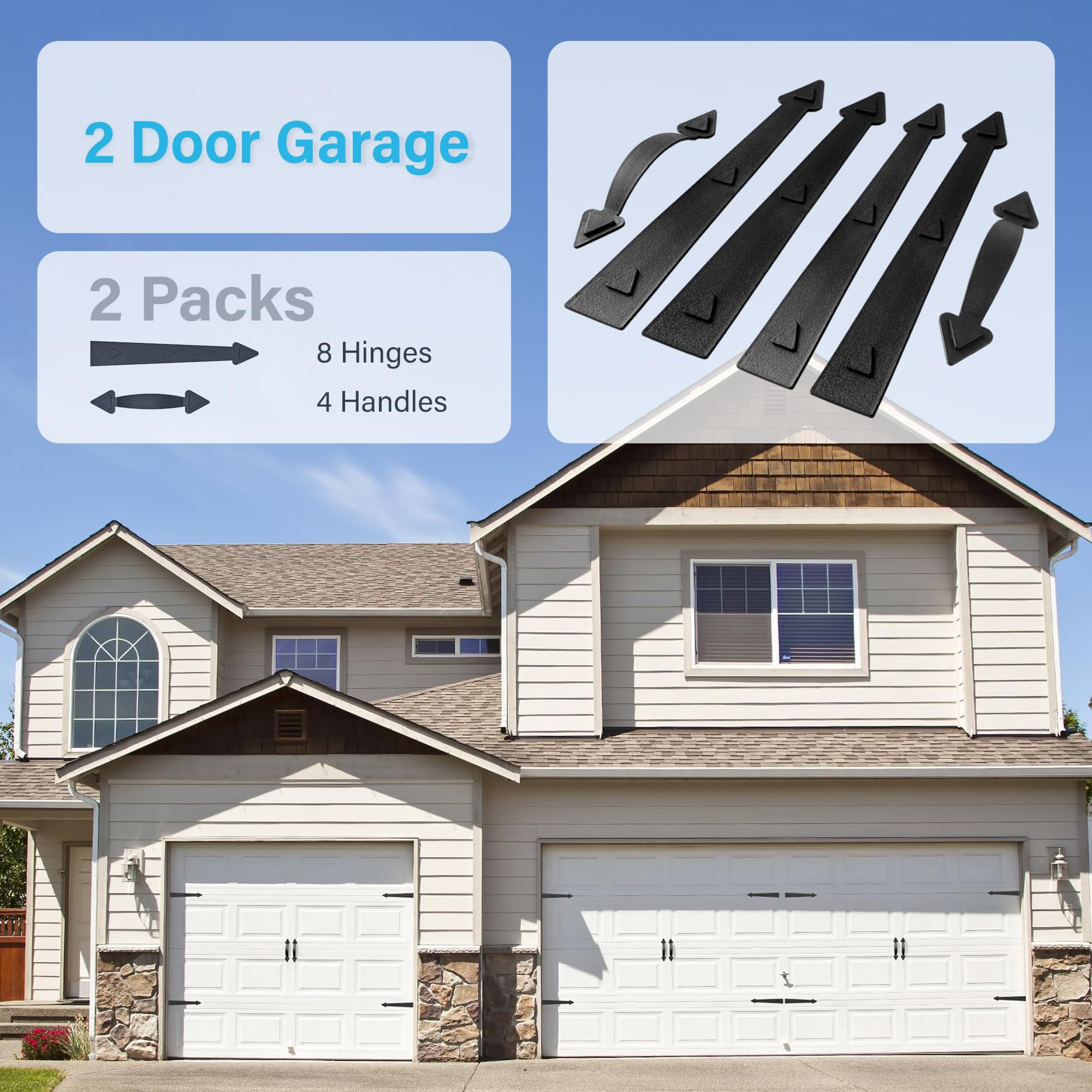 Magnetic Garage Door Hardware,Garage Door Magnetic Decorative Hardware 8 Hinges + 4 Handles for Iron Door,Easy Install,Durable & Waterproof (Classics Style,2 Pack) — Amazon image 3