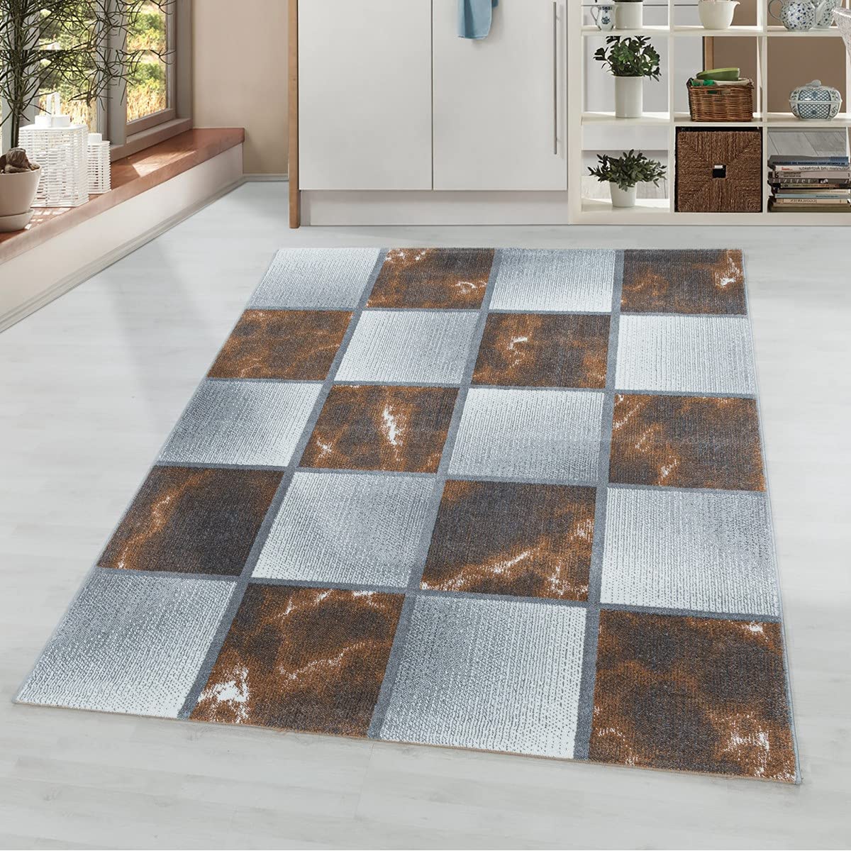 Tapis terre carré marbré doux 80x150 cm pour salon moderne