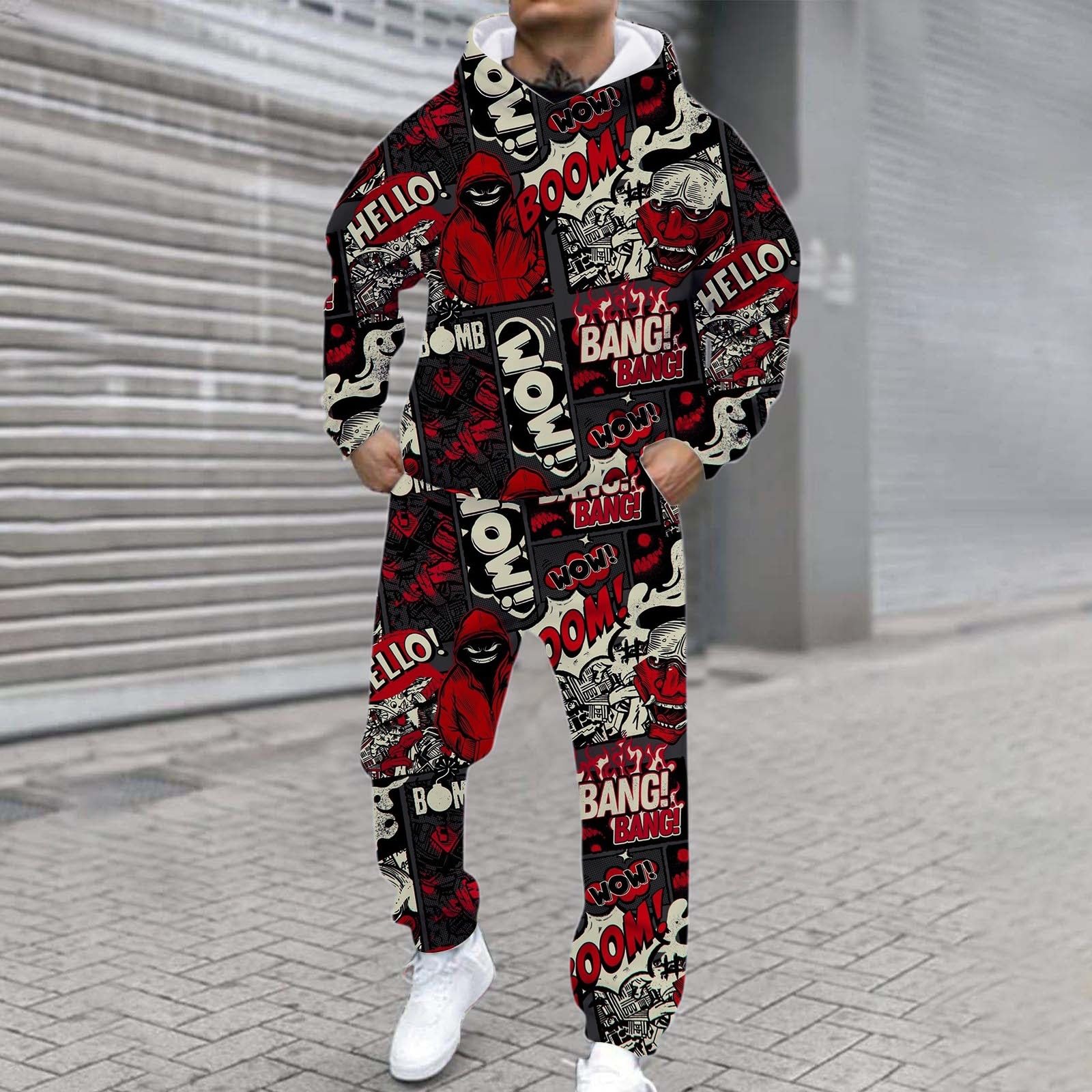 Volldruck-Trainingsanzug mit, lässiges Streetwear-Sweatshirt mit Jogginghose, Outfit für den täglichen Gebrauch