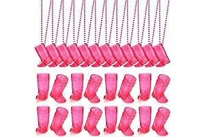 Sieral Boot Shot Glasses on Beaded Necklace - 24 Pack