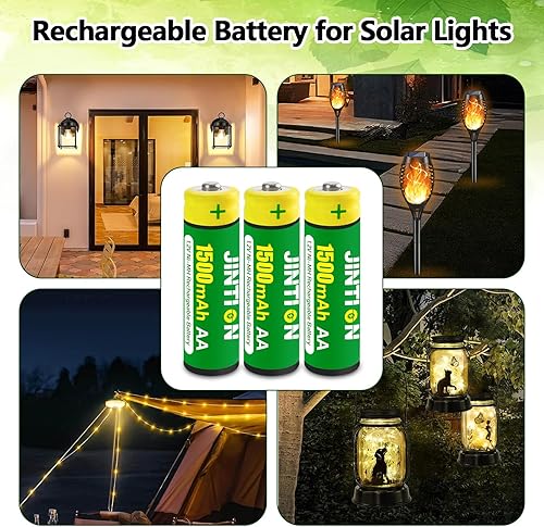 Miniatura 3 de JINTION Ni-MH AA 1500mAh 1.2V Baterías recargables de alta capacidad doble una batería para luces solares al aire libre, cadena de luz, control