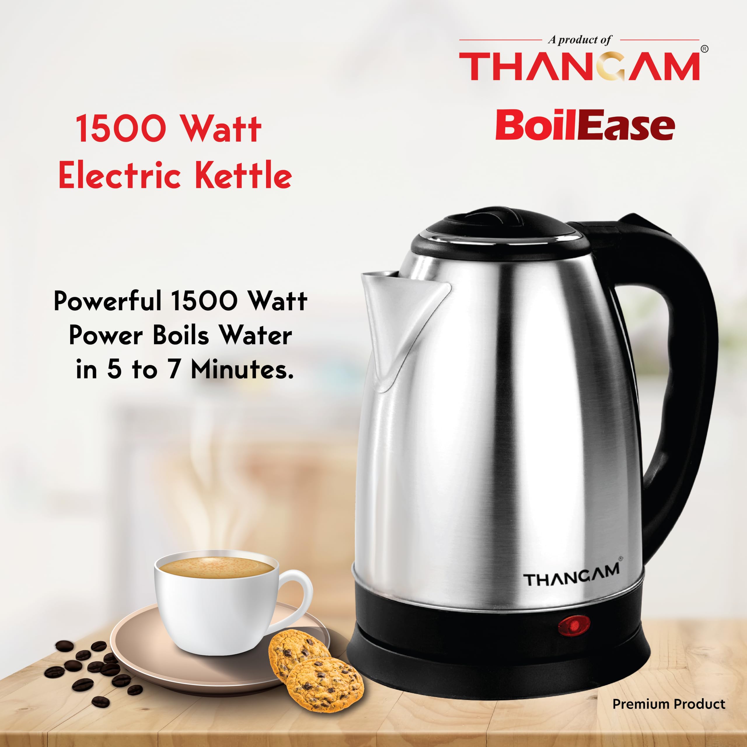 Thangam Stainless Steel Electric Kettle - 1.5L -6