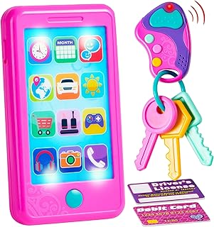 Sponsored Ad - JOYIN Pretend Play Smart Phone, Keyfob Key Toy and Credit Cards Set, Kids Toddler Cellphone Toys, Toddler B...